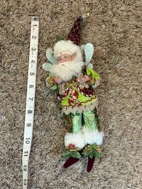 Mark Roberts Holiday Elf Ornament - Green and Burgundy Decorative Figurine
